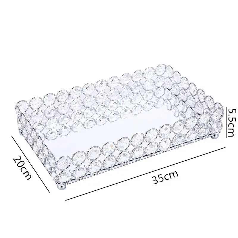 Rose gold crystal glass mirror tissue box holder bedroom organizer