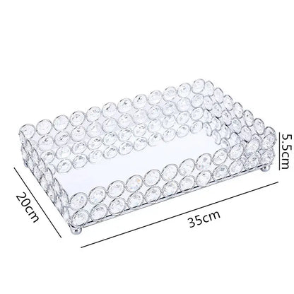 Rose gold crystal glass mirror tissue box holder bedroom organizer