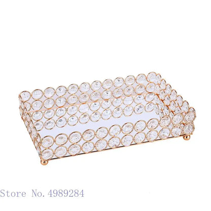 Rose gold crystal glass mirror tissue box holder bedroom organizer