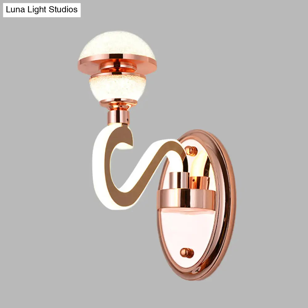 DecorBites™ Rose Gold Metal Urn Wall Sconce with Twisted LED Arm – Contemporary Lighting Fixture