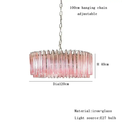 Rose gold pink glass chandelier kitchen cascading pendant light