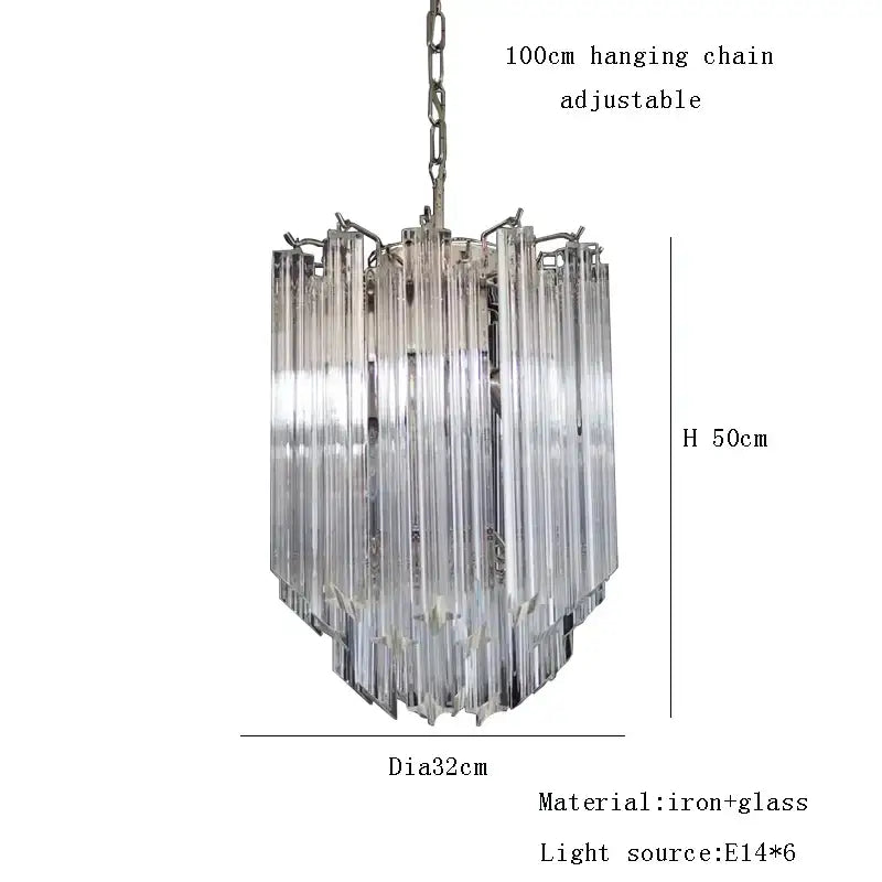 Rose gold pink glass chandelier kitchen cascading pendant light