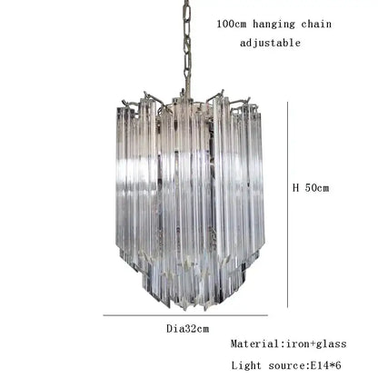 Rose gold pink glass chandelier kitchen cascading pendant light