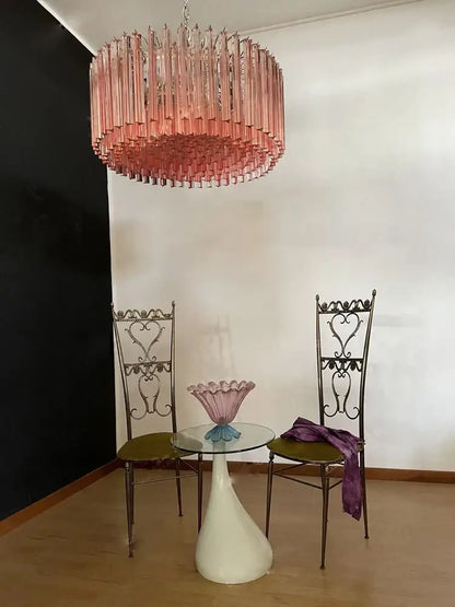 Rose gold pink glass chandelier kitchen cascading pendant light
