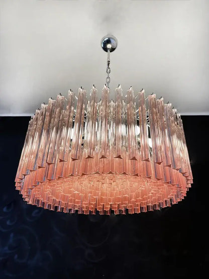 Rose gold pink glass chandelier kitchen cascading pendant light