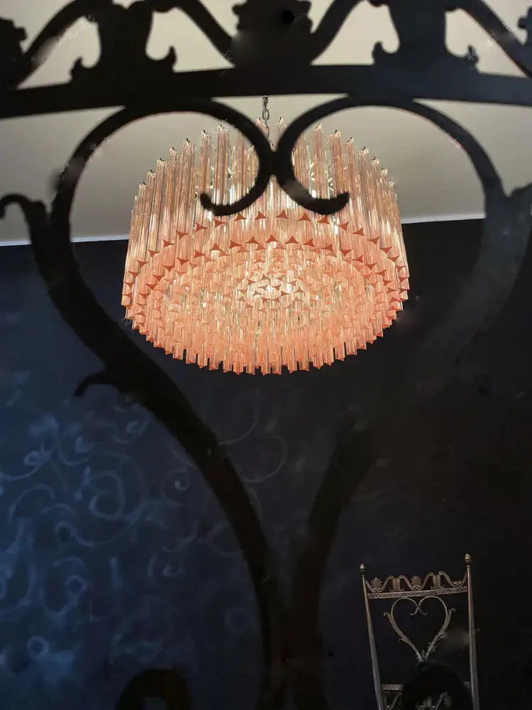 Rose gold pink glass chandelier kitchen cascading pendant light