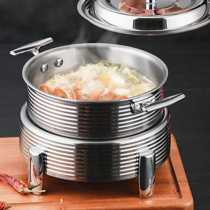 Rose gold ribbed hot pot alcohol set dining room chafing dish