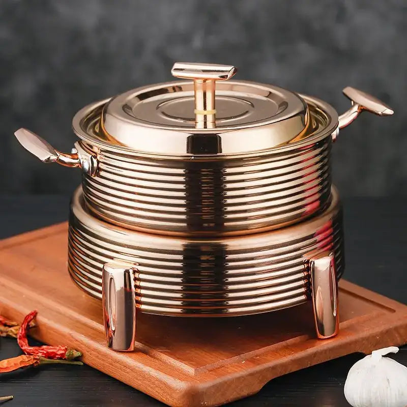 Rose gold ribbed hot pot alcohol set dining room chafing dish