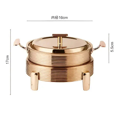Rose gold ribbed hot pot alcohol set dining room chafing dish
