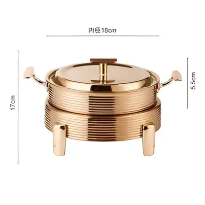 Rose gold ribbed hot pot alcohol set dining room chafing dish