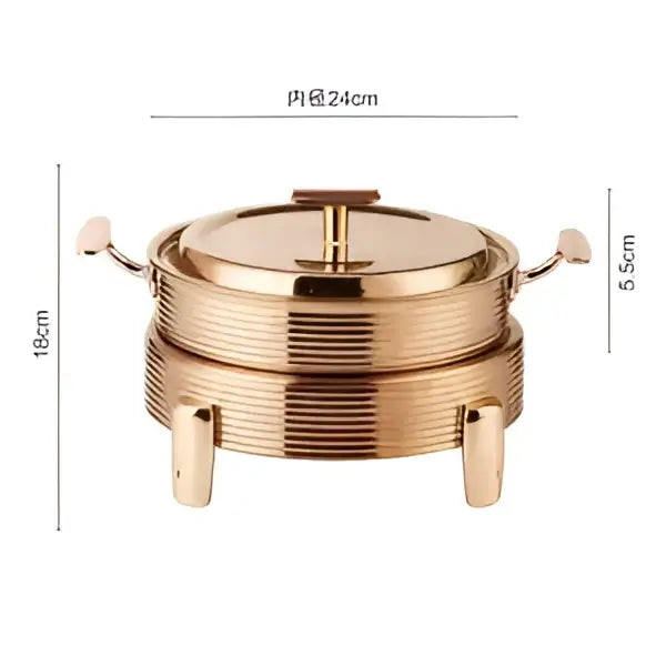 Rose gold ribbed hot pot alcohol set dining room chafing dish