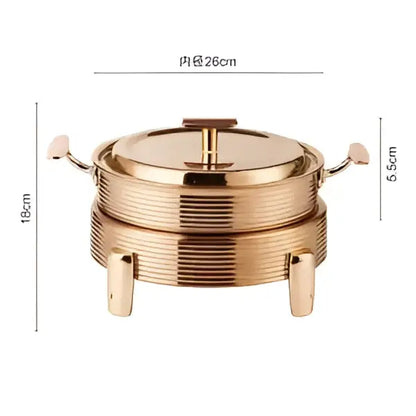 Rose gold ribbed hot pot alcohol set dining room chafing dish
