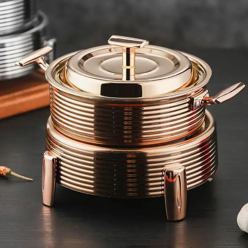 Rose gold ribbed hot pot alcohol set dining room chafing dish