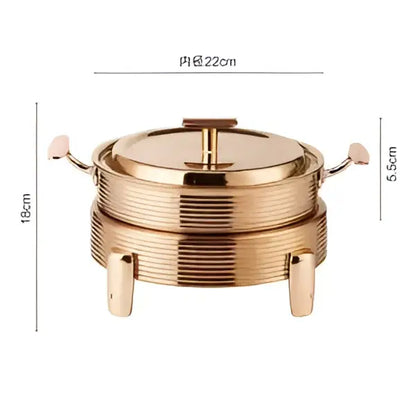 Rose gold ribbed hot pot alcohol set dining room chafing dish