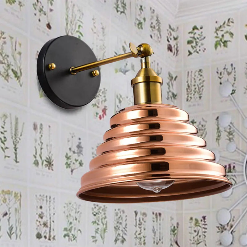 DecorBites™ Rose Gold Ribbed Metal Wall Sconce - Contemporary 1 Light Lamp