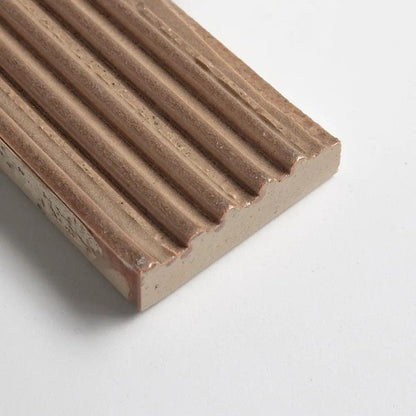 Rose Leather Fluted Thin Brick Tiles 2 1/4x7 9/16
