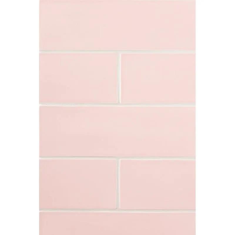 Blush Glossy Subway Ceramic Tiles 4x12
