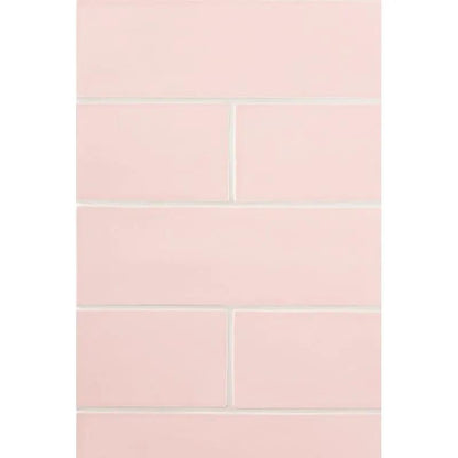 Blush Glossy Subway Ceramic Tiles 4x12