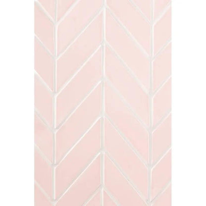 Blush Glossy Chevron Ceramic Tiles 2x6