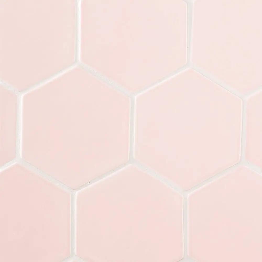 Blush Glossy Hexagon 5 Ceramic Tiles 5