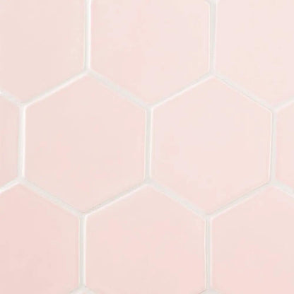 Blush Glossy Hexagon 5 Ceramic Tiles 5