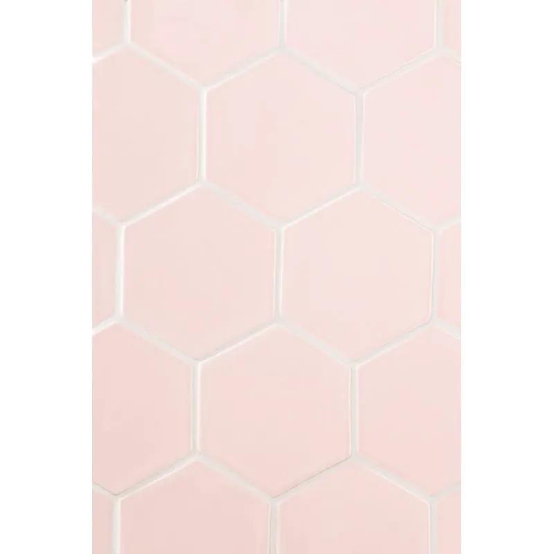 Blush Glossy Hexagon 5 Ceramic Tiles 5