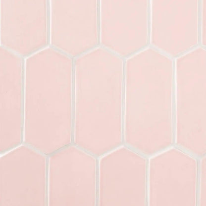 Blush Glossy Picket Ceramic Tiles 3x6