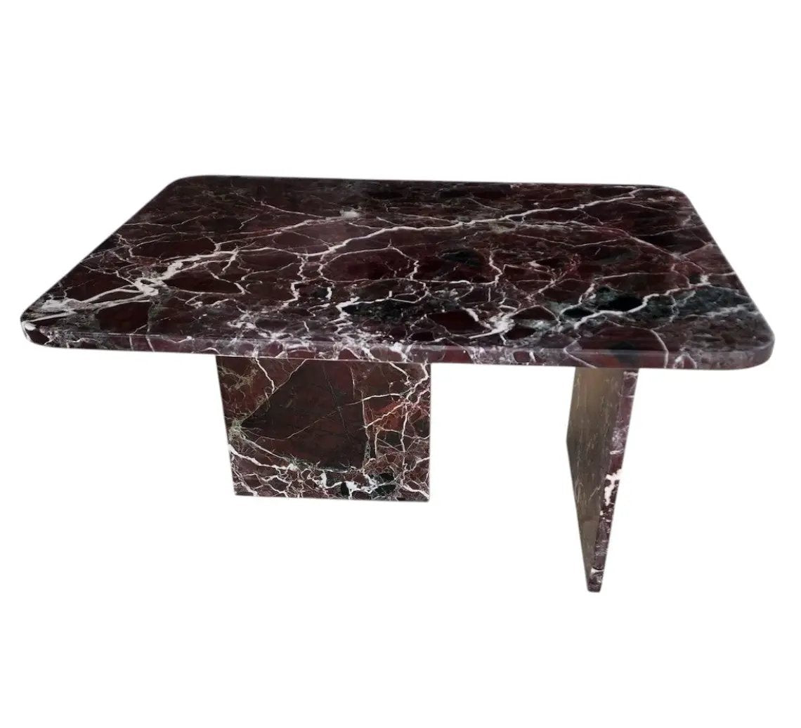 Rosso Levanto Marble Coffee Table - Polished Natural Stone Finish 24 x 31.5 x 16