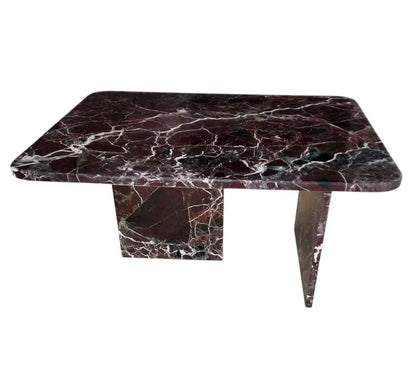 Rosso Levanto Marble Coffee Table - Polished Natural Stone Finish 24 x 31.5 x 16