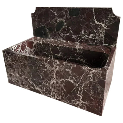 Rosso Levanto Deep Burgundy Marble Wall-Mount Bathroom Sink 30x16 With Backsplash