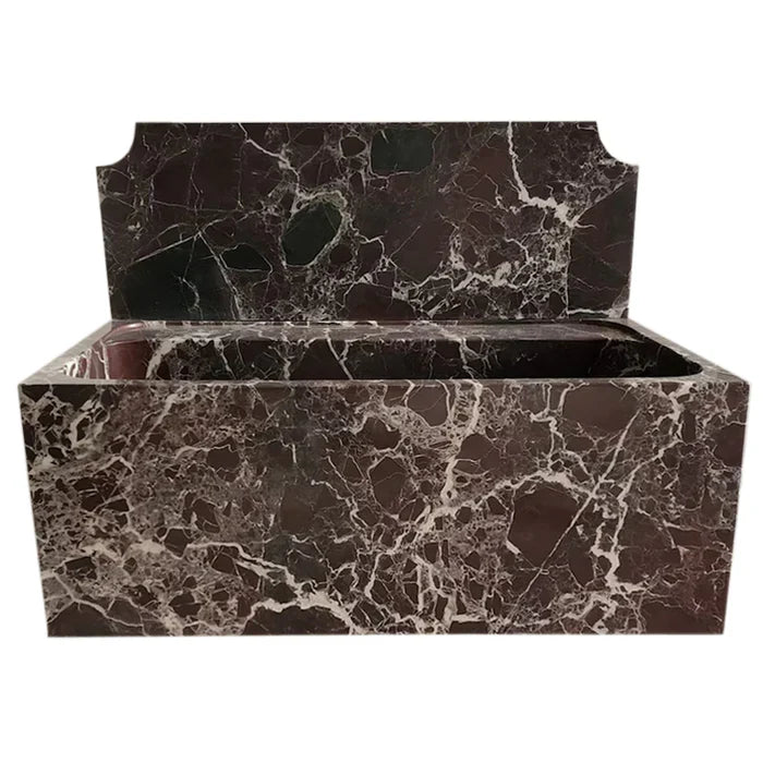 Rosso Levanto Deep Burgundy Marble Wall-Mount Bathroom Sink 30x16 With Backsplash