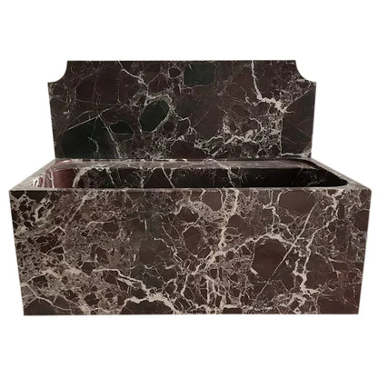 Rosso Levanto Deep Burgundy Marble Wall-Mount Bathroom Sink 30x16 With Backsplash