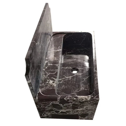 Rosso Levanto Deep Burgundy Marble Wall-Mount Bathroom Sink 30x16 With Backsplash