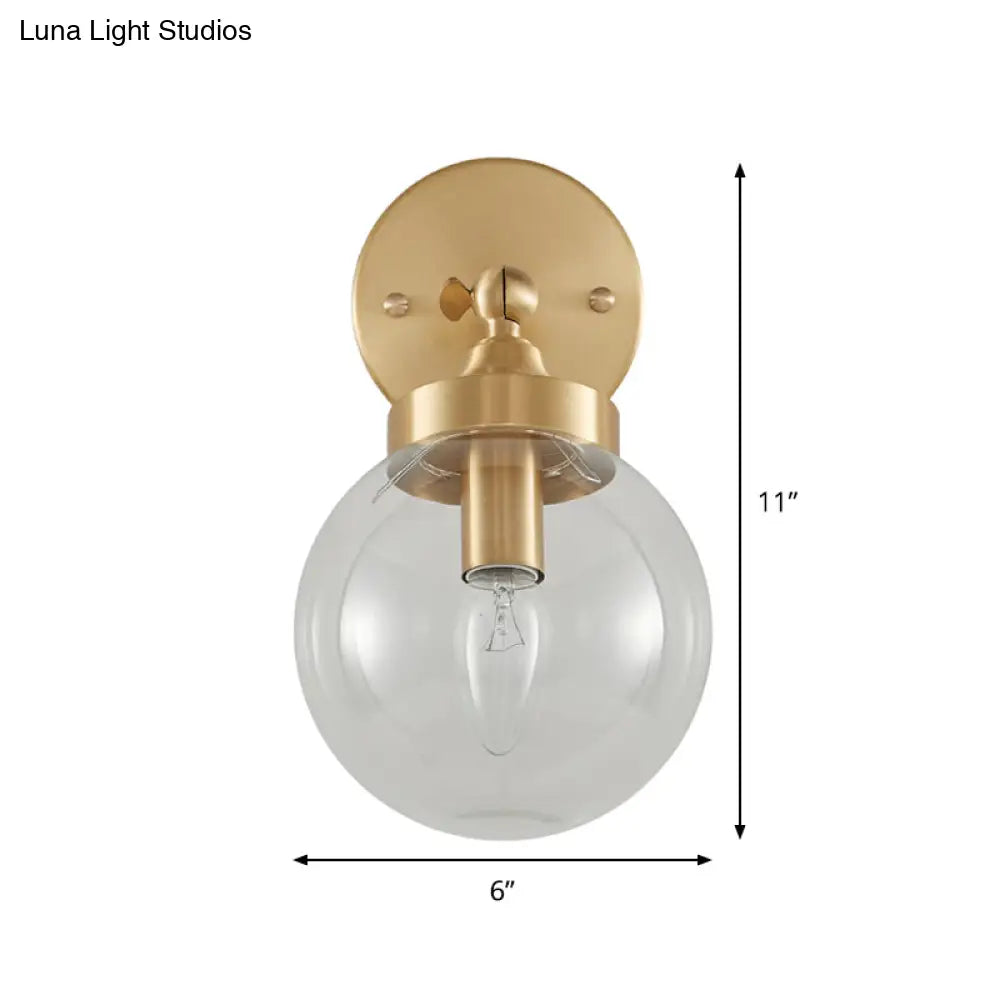 DecorBites™ Rotatable Bedroom Wall Lamp in Brass with Clear Glass and Modernist Ball Design