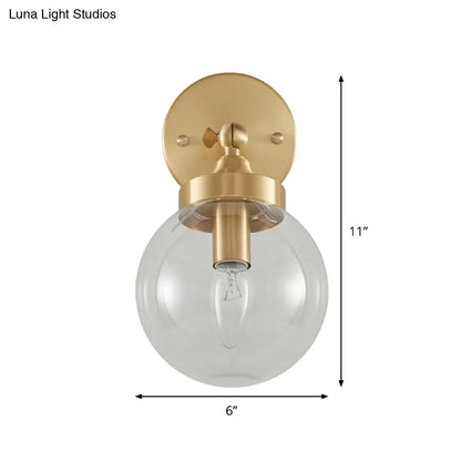 DecorBites™ Rotatable Bedroom Wall Lamp in Brass with Clear Glass and Modernist Ball Design