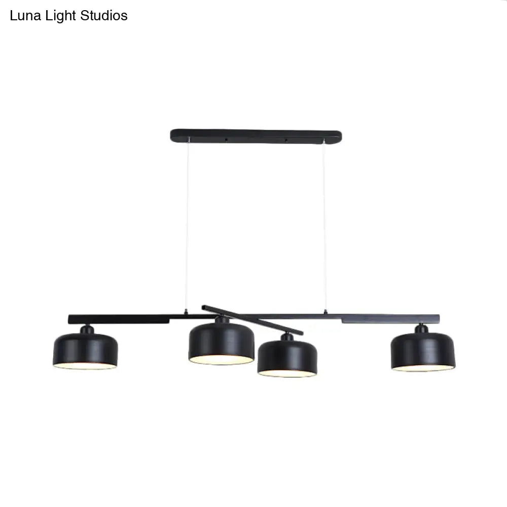 DecorBites™ Rotatable Chandelier with Modern Drum Shade - 4 Lights, Metallic Hanging Light in Black