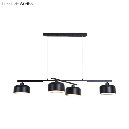 DecorBites™ Rotatable Chandelier with Modern Drum Shade - 4 Lights, Metallic Hanging Light in Black