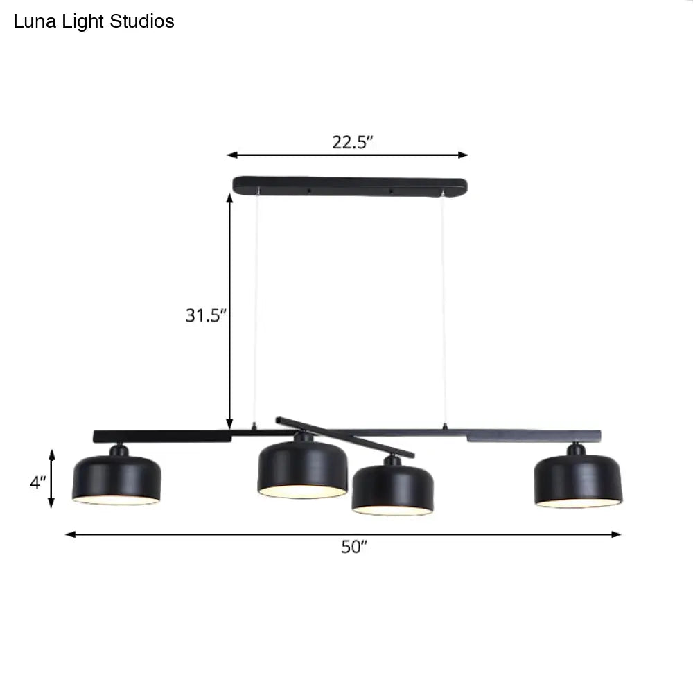DecorBites™ Rotatable Chandelier with Modern Drum Shade - 4 Lights, Metallic Hanging Light in Black