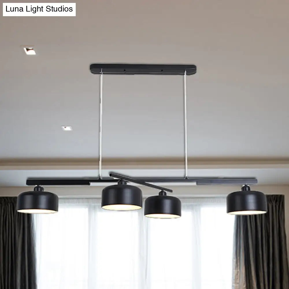DecorBites™ Rotatable Chandelier with Modern Drum Shade - 4 Lights, Metallic Hanging Light in Black