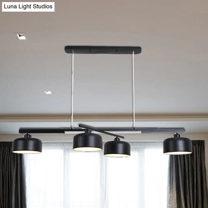 DecorBites™ Rotatable Chandelier with Modern Drum Shade - 4 Lights, Metallic Hanging Light in Black