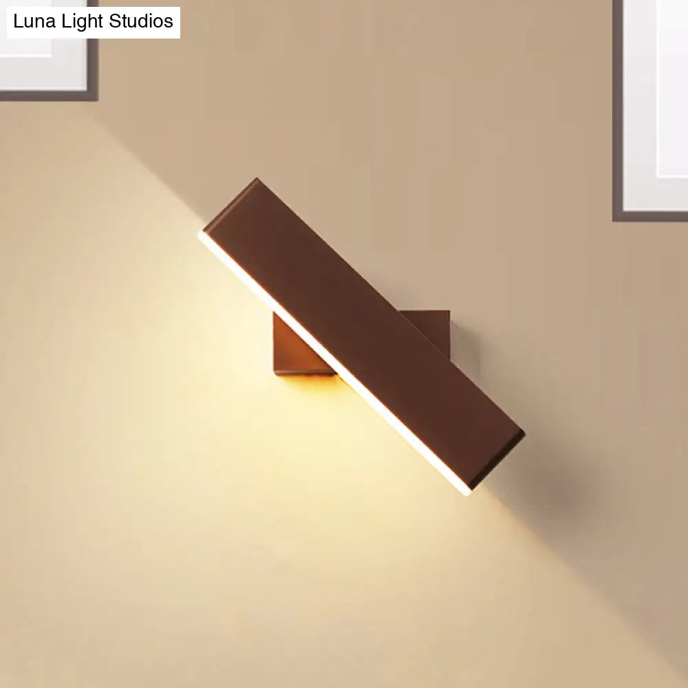 DecorBites™ Rotatable Metal Rectangular Sconce LED Wall Lamp for Bedside, Contemporary Lighting in Coffee/White with Warm/White Light