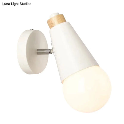 DecorBites™ Rotatable Nordic Sweet Cone Wall Light - Child Bedroom Wall Sconce with Metal/Wood Backplate