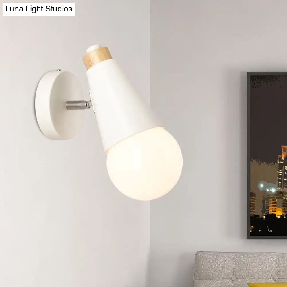DecorBites™ Rotatable Nordic Sweet Cone Wall Light - Child Bedroom Wall Sconce with Metal/Wood Backplate