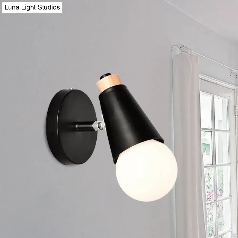 DecorBites™ Rotatable Nordic Sweet Cone Wall Light - Child Bedroom Wall Sconce with Metal/Wood Backplate