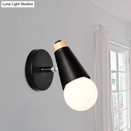 DecorBites™ Rotatable Nordic Sweet Cone Wall Light - Child Bedroom Wall Sconce with Metal/Wood Backplate