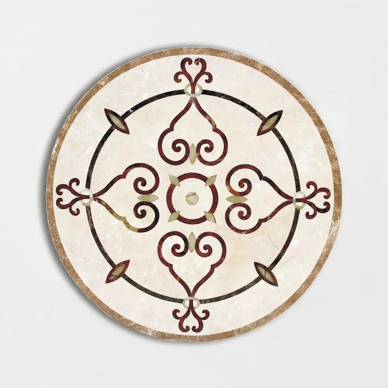 Round Aluminum Backed Multi Finish Alpine Marble Medallions 48