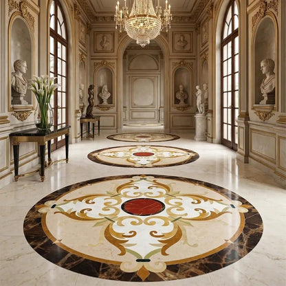 Round Aluminum Backed Multi Finish Delight Marble Medallions 48