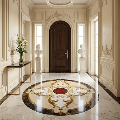 Round Aluminum Backed Multi Finish Delight Marble Medallions 48