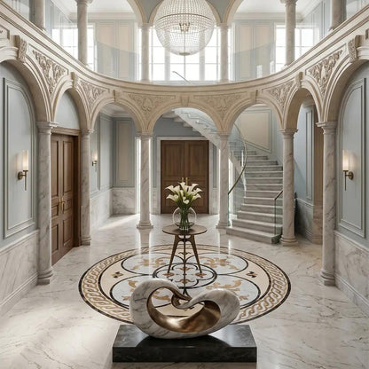 Round Aluminum Backed Multi Finish Diana Marble Medallions 48