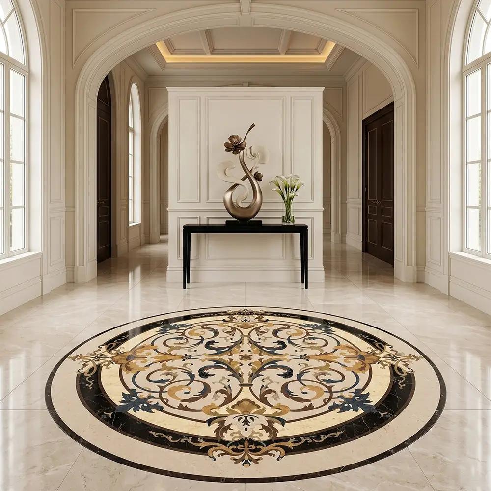 Round Aluminum Backed Multi Finish Lucerne Marble Medallions 60